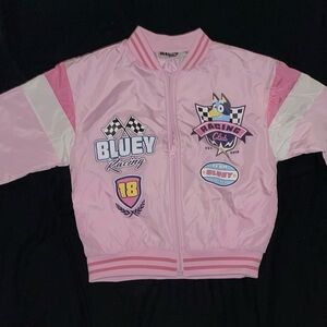 New-Girl Bluey Pink Racing Puffer Jacket Size 7/8